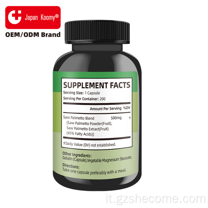Shecome Supporto per la prostata Saw Palmetto Capsula Saw Palmetto